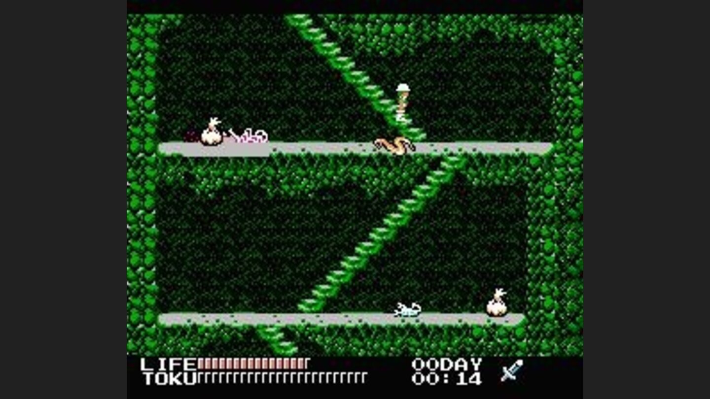 Descending into a greenish cave