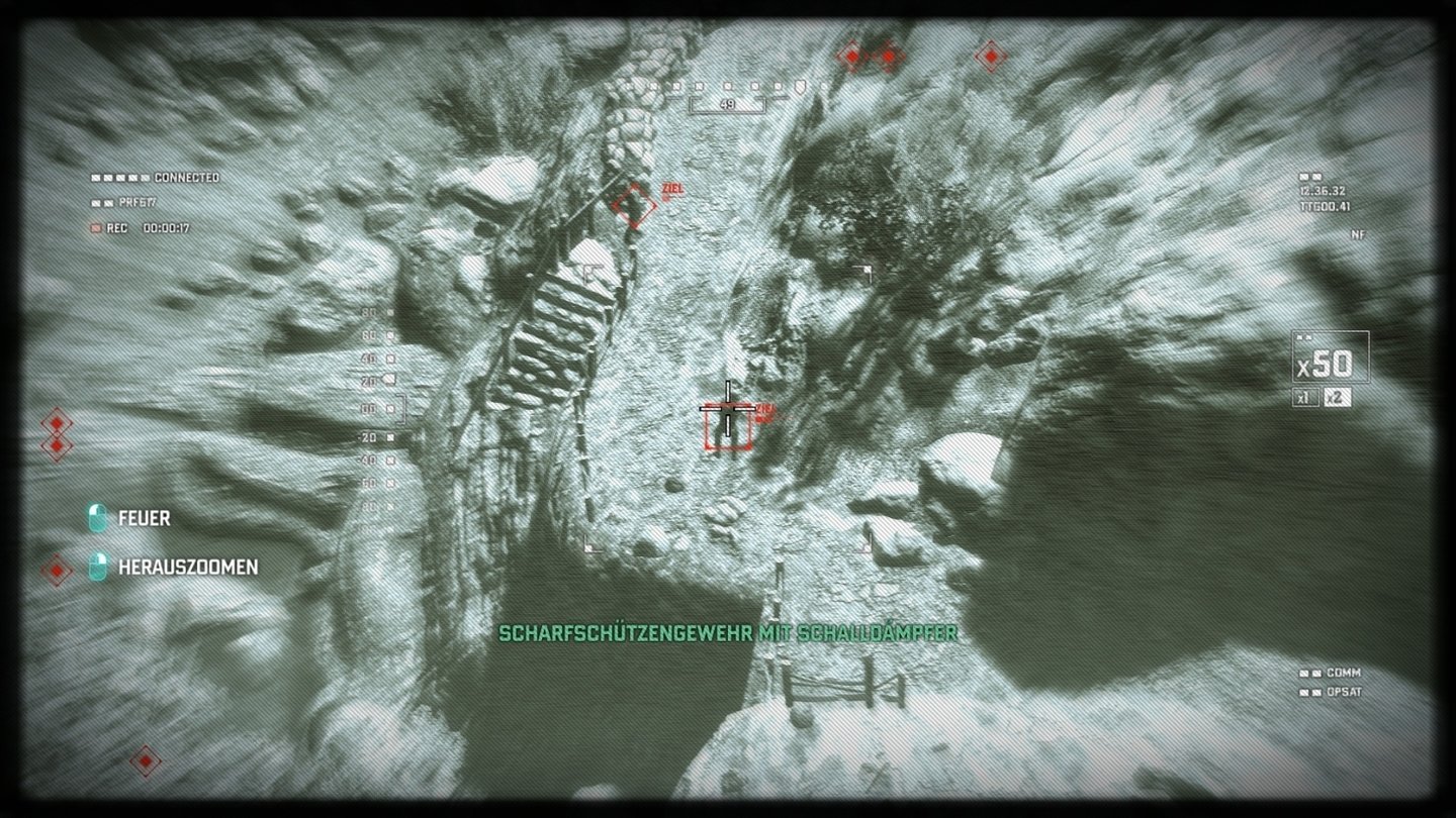 Splinter Cell: Blacklist (PC-Screenshots)Kollege Briggs beziehungsweise wir räumen mit einem Scharfschützengewehr in einer Landezone auf.