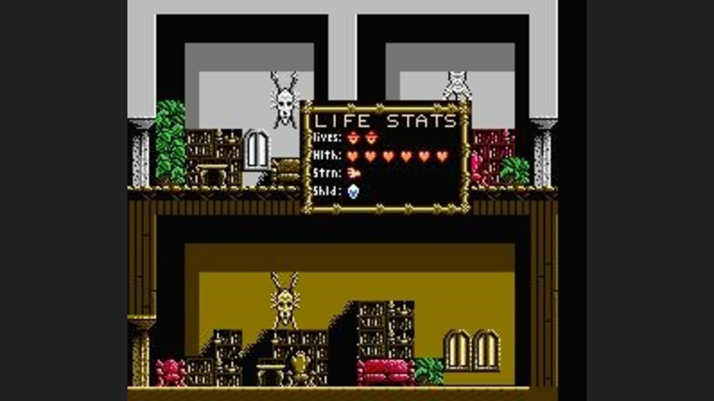 Searching a room, checking your stats