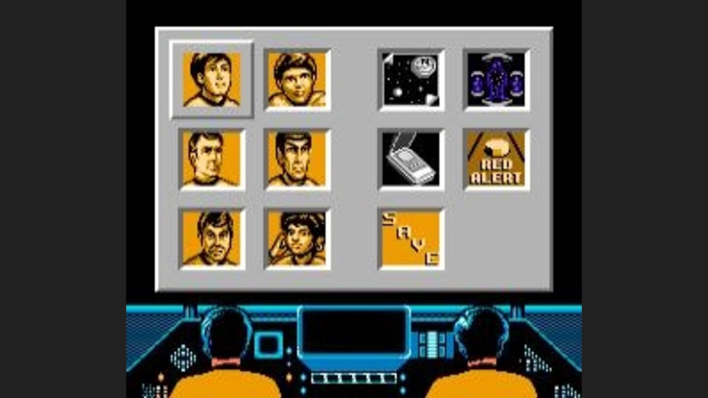 Ship options: Comunicate, enter battle mode, talk to crew members, call starmap or beam down to planets.