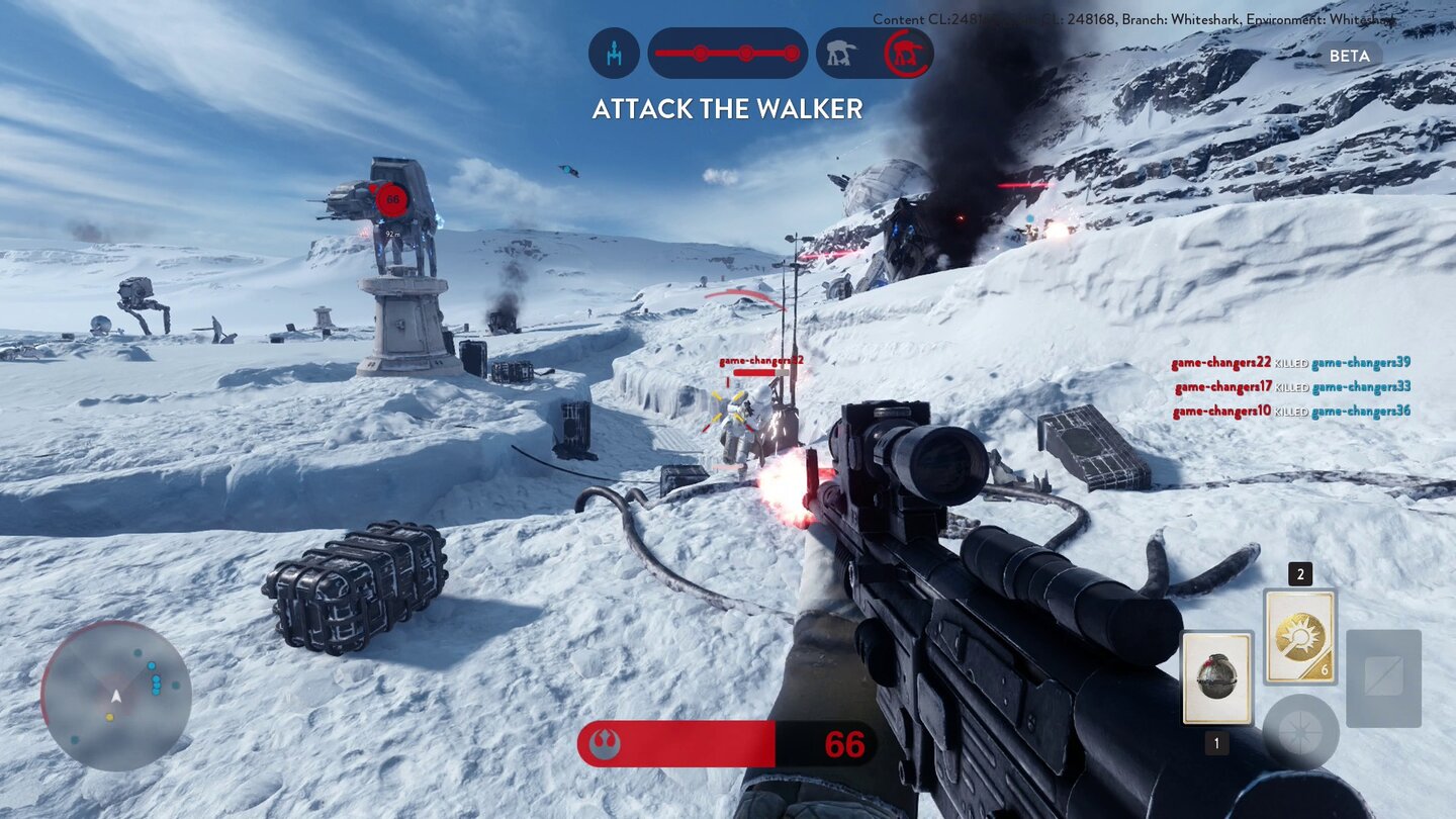 Star Wars: Battlefront - Screenshots aus der BetaAuf Hoth gibt es zwar mehrere Schützengräben, ansonsten aber wenig Deckungsmöglichkeiten.