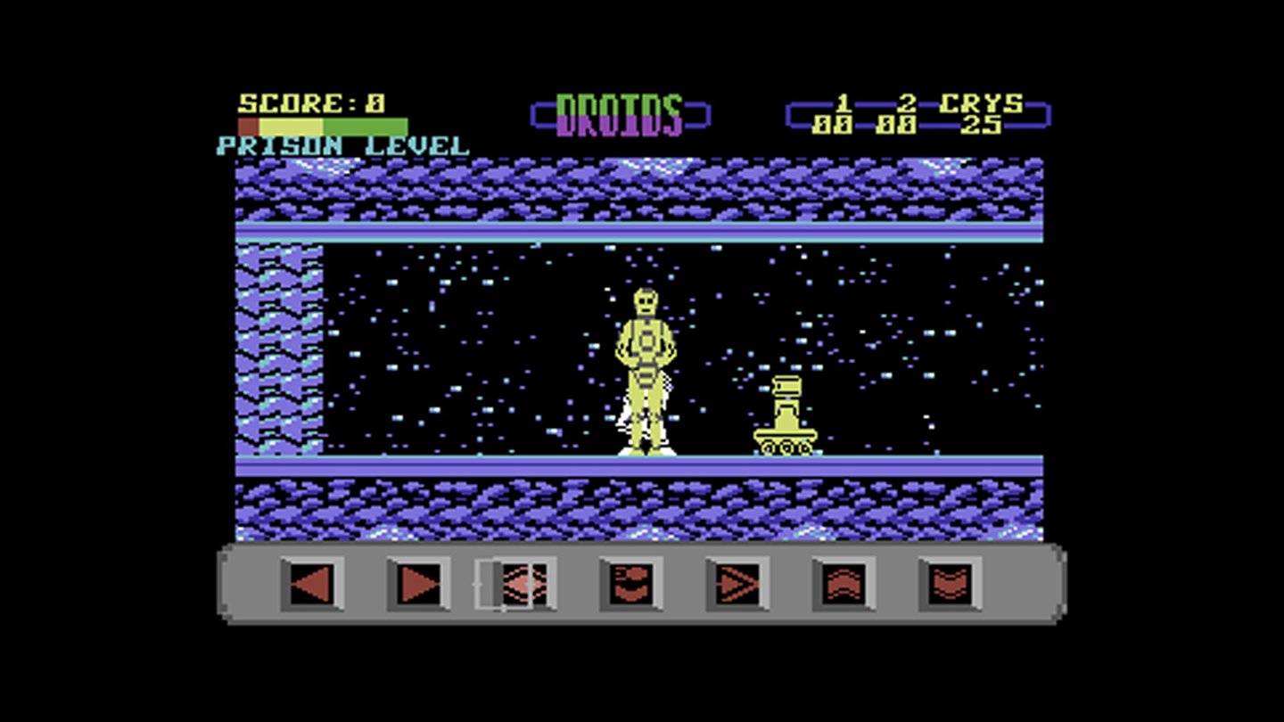 Star Wars: Droids (1988)Ebenfalls ziemlich seltsam ist Star Wars: Droids, ein Plattformer der an die gleichnamige amerikanische Zeichentrickserie (1985) angelehnt ist, die aber erst 1989 in Deutschland ausgestrahlt wurde – unter dem etwas blassen Namen »Freunde im All«. Die beiden Roboter-Freunde R2-D2 und C-3PO müssen im Spiel einer üblen Bande entkommen, was sich als ziemlich frustiges Jump&Run mit einigen Puzzle-Elementen entpuppt. Vor allem die Steuerung war selbst für damalige Verhältnisse zu bockig.