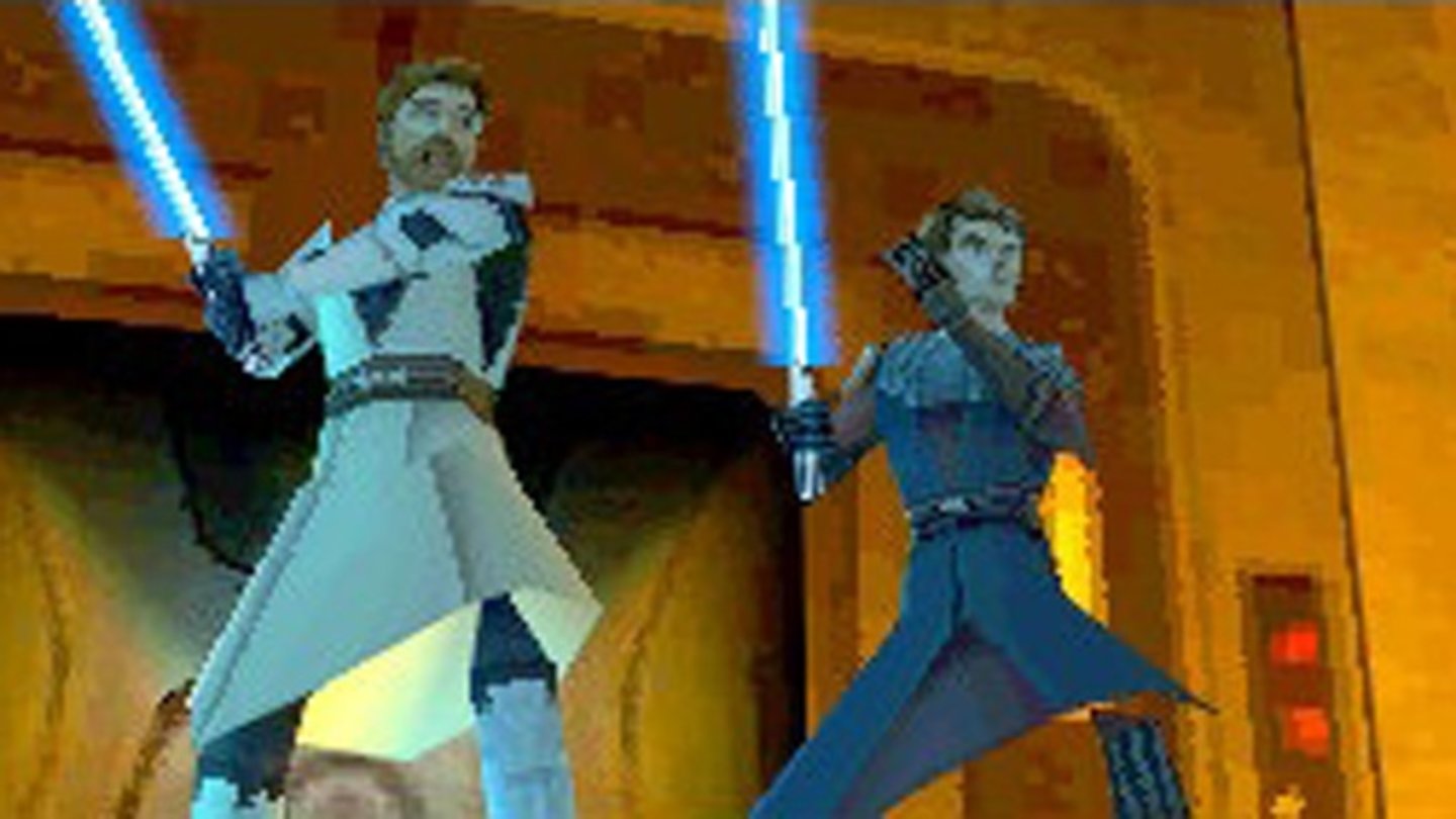 The Clone Wars: Jedi Alliance (2008)Jedi Alliance aus den damals neu gegründeten LucasArts Singapur ist ein Third-Person-Actionspiel, in dem wir mit einem berühmten Jedi-Duo unserer Wahl Szenen aus dem Clone Wars-Film erleben. Wir steuern also beispielsweise Anakin und Obi-Wan mit dem Stylus durch (für den DS) recht hübsch designte Schauplätze, lösen im Teamwork kleine Puzzles oder bekämpfen die Feinde der Republik. Die Story dreht sich um eine gestohlene Lieferung von Lichtschwert-Kristallen.