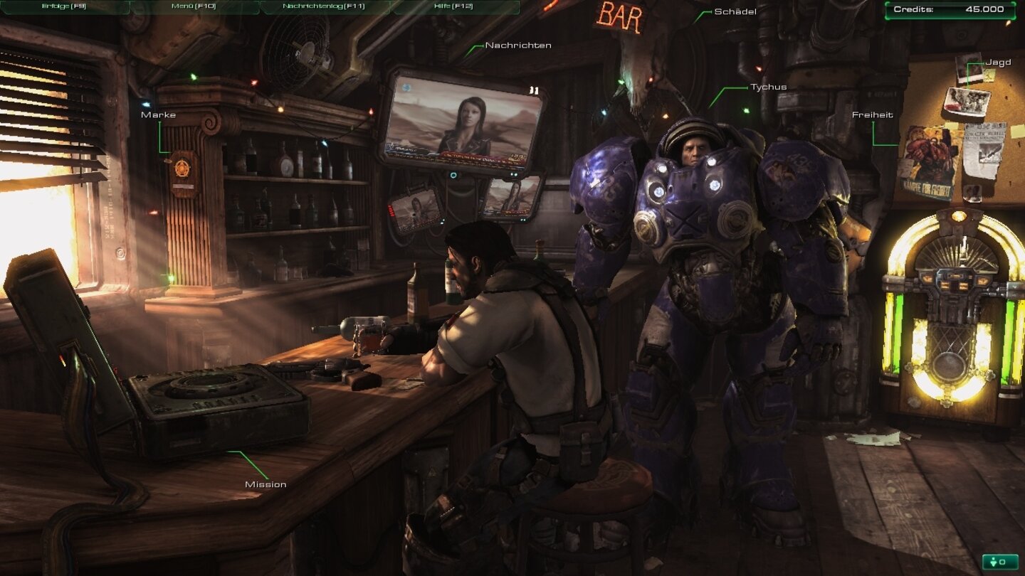 Starcraft 2: Wings of Liberty Zum Spielbeginn hockt Raynor in einer schäbigen Bar.