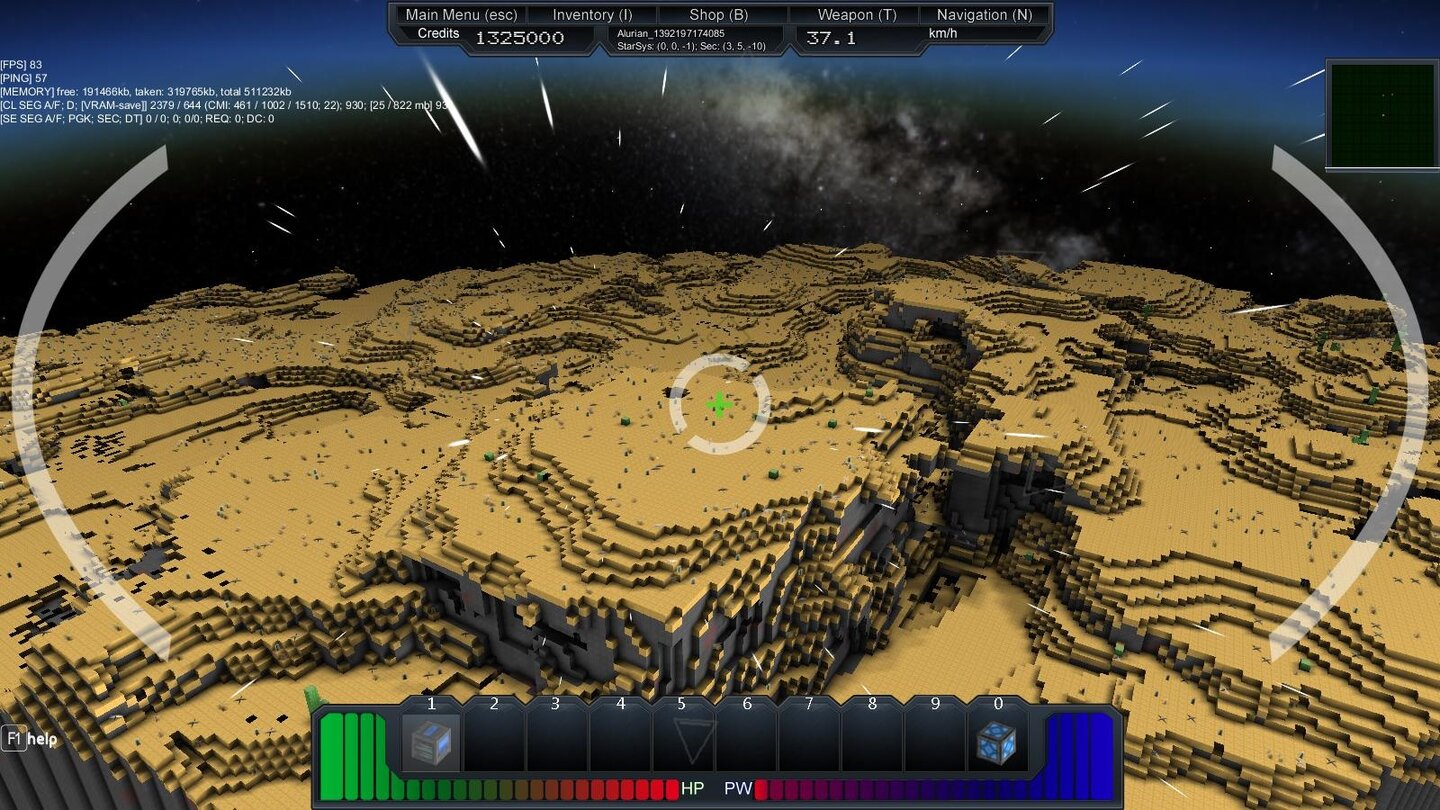 StarMadeOder wir bauen die Blöcke des Planeten mit einer Salvage-Kanone aus dem Orbit ab.