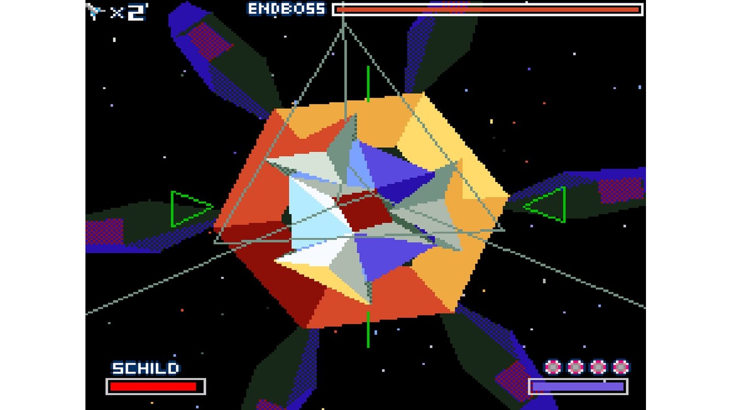 StarwingTraktor-Terror: Dieser Gegner fesselt Fox' Arwing mit einem Magnetstrahl. Die Lösung: Das Raumschiff mit den Schultertasten rotieren lassen.