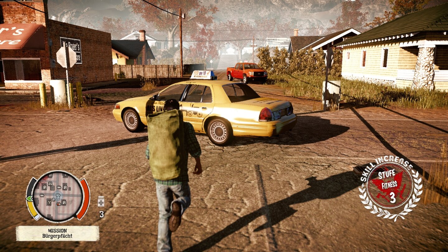 State of Decay - PC-ScreenshotsUnsere Fähigkeiten verbessern sich durch Benutzung. Wer zum Beispiel viel läuft, wird bald mehr Ausdauer haben.