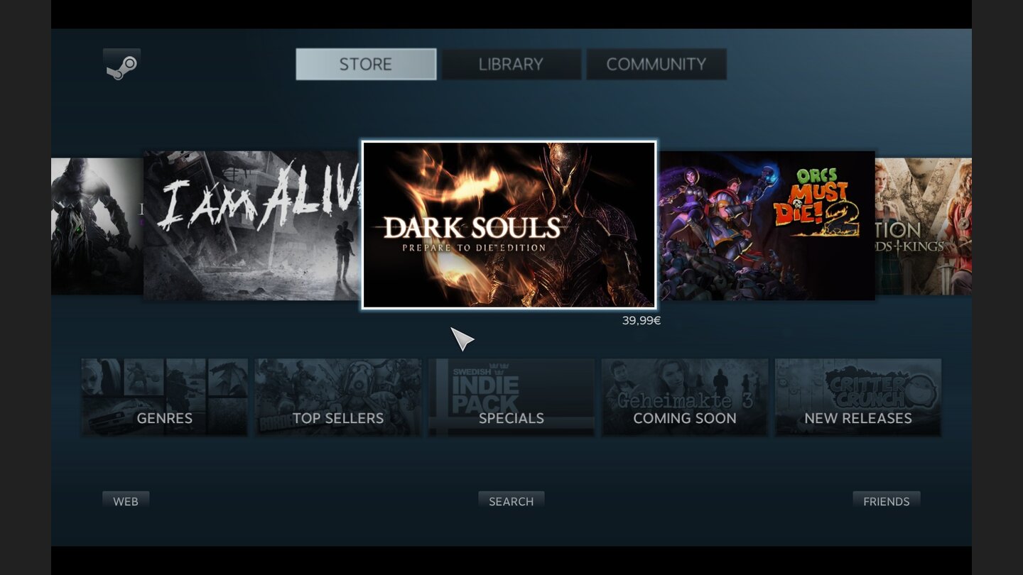 Im Steam-Store navigieren Sie bequem per Gamepad durch die einzelnen Angebote.