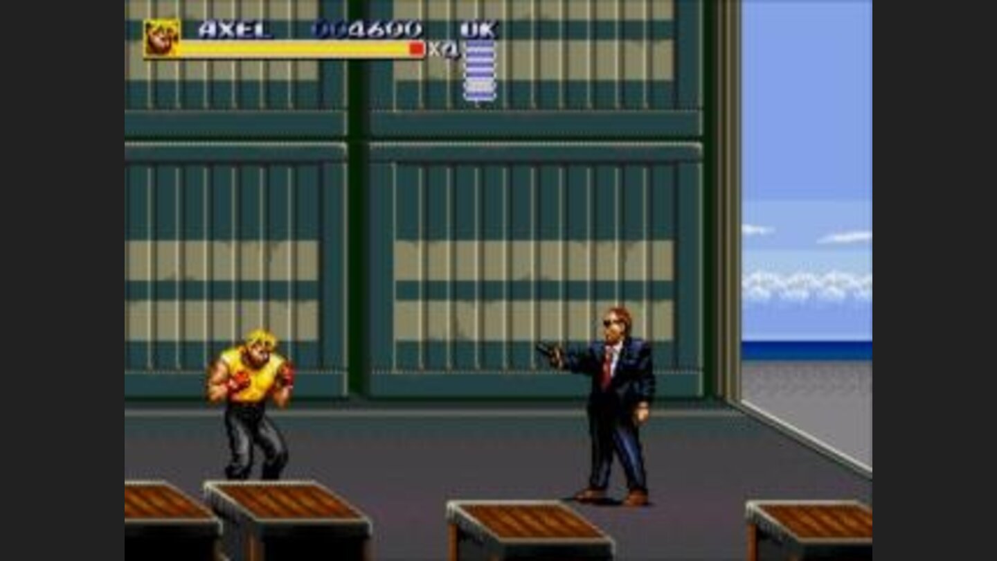 Hey, not fair! He got a gun and I got a fist full of... trouble