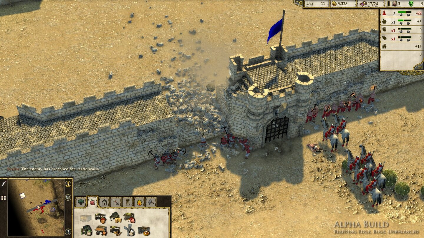 Stronghold Crusader 2
Die gegnerischen Katapulte zerlegen mit großen Brocken unseren Wall. Die Physik der herumfliegenden Mauersteine ist wirklich beeindruckend und das grafische Highlight von Stronghold Crusader 2.