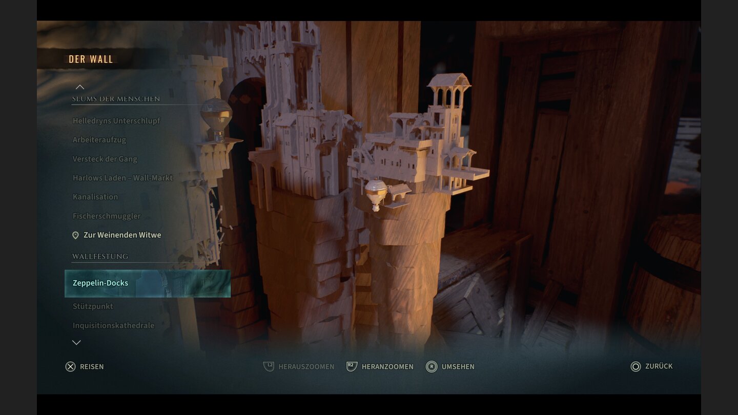 Die Kartentische dienen der Schnellreise und zeigen an, wo ihr weitere Zeppelin-Landepunkte freischalten könnt.