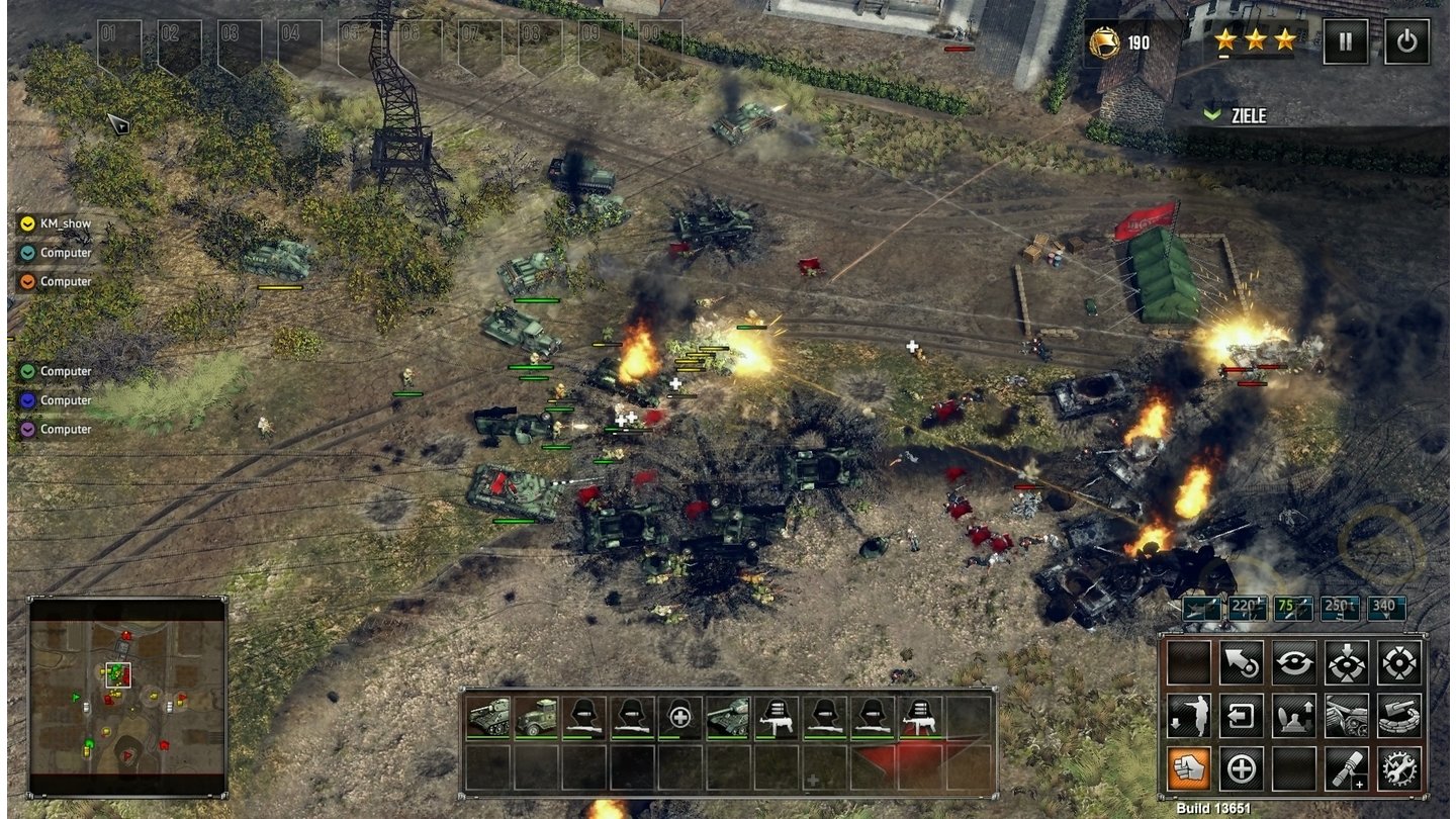 Sudden Strike 4Im Multiplayer kommt es auch mal zu größeren Materialschlachten mit mehreren Spielern.