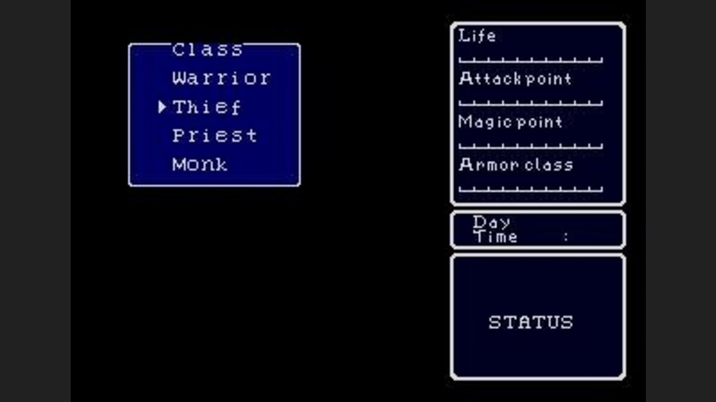 Choosing one of the character classes