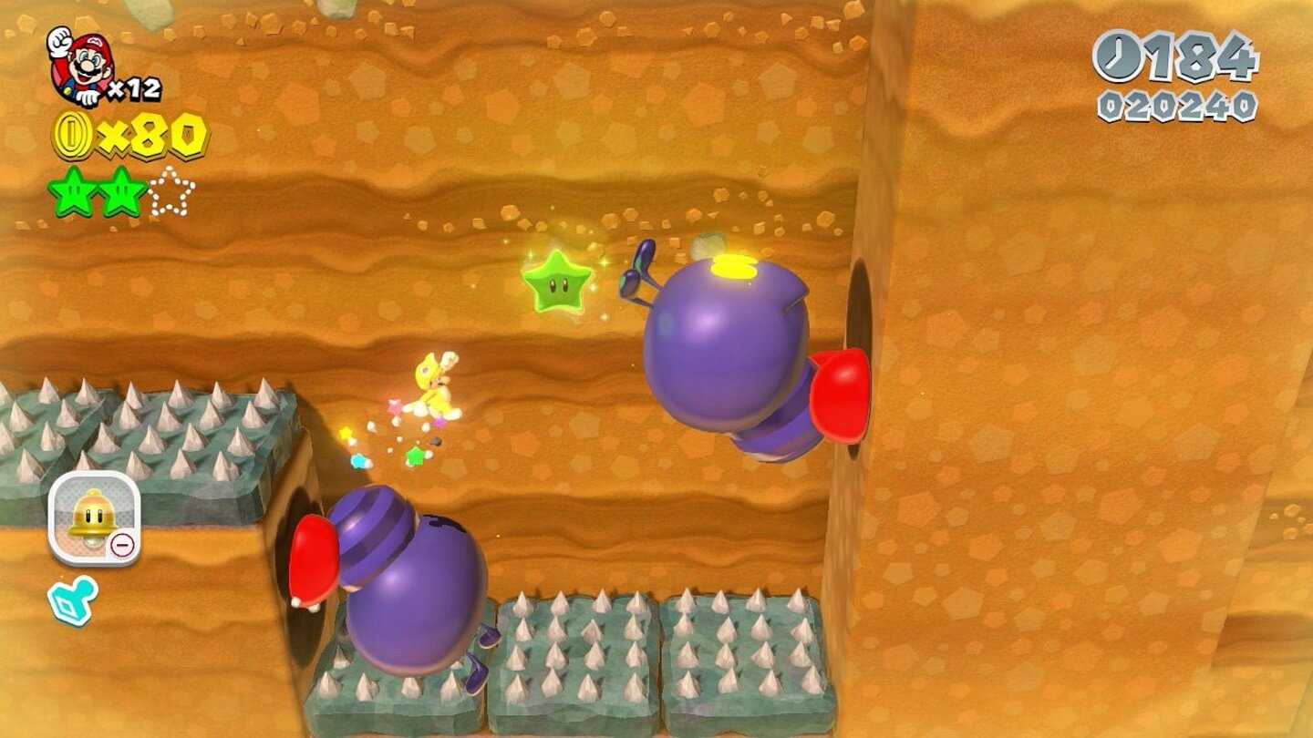 Super Mario 3D WorldDie grünen Sterne sind die Währung von Mario 3D World. Wir sollten möglichst alle einsammeln.