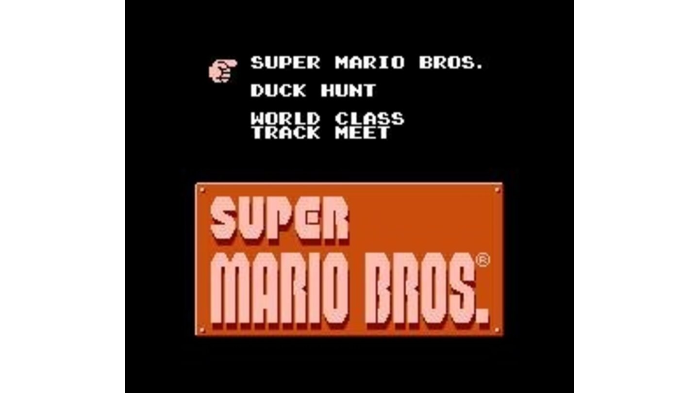 Menu screen - selecting Super Mario Bros.