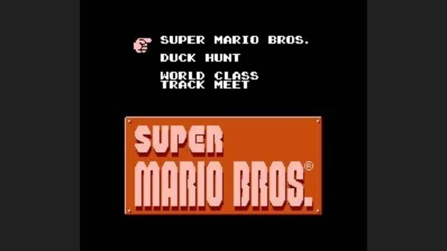 Menu screen - selecting Super Mario Bros.