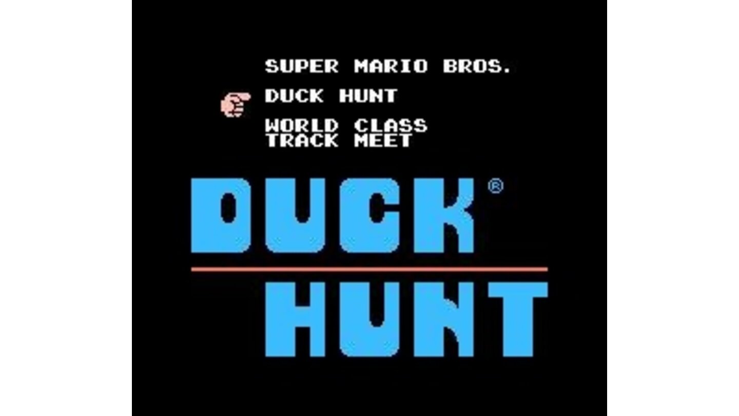 Menu screen, selecting Duck Hunt.