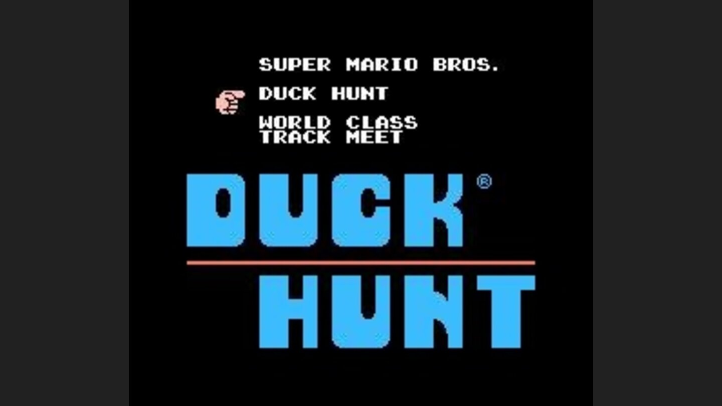 Menu screen, selecting Duck Hunt.