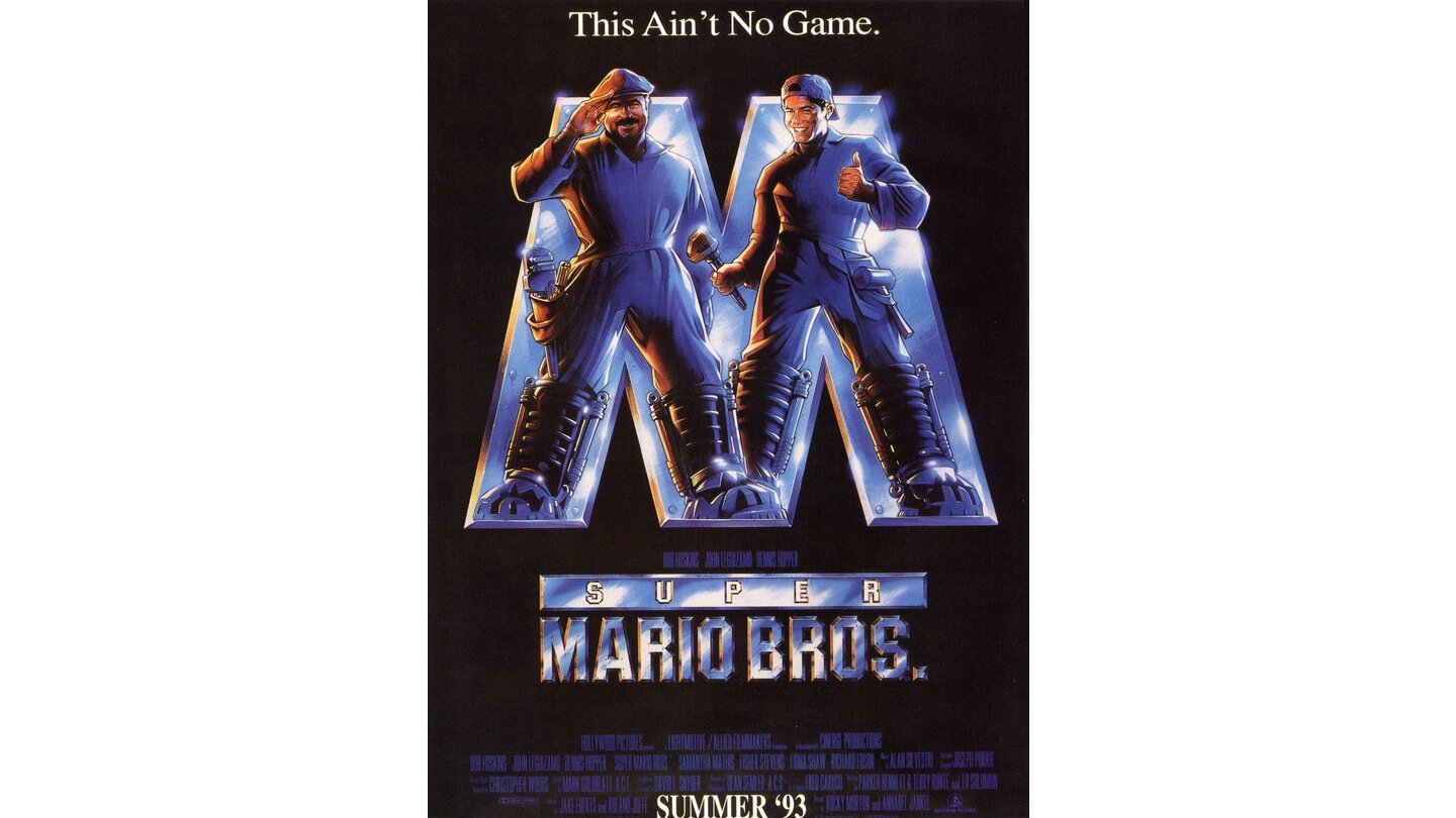  Super Mario Bros. (1993)Die Liste der Spieleverfilmungen beginnt mit zwei der bekanntesten Figuren der Videospielgeschichte und einem beachtlichen Staraufgebot. Unter der Regie von Annabel Jankel und Rocky Morton geraten die Klempner Mario Mario (Bob Hoskins) und Luigi Mario (John Leguizamo) in einen Machtkampf zwischen der verbannten Prinzessin Daisy (Samantha Mathis) und dem bösen König Koopa (Dennis Hopper). Der Film floppt letzten Endes aber nicht nur an den Kassen, sondern wird auch von Kritikern und den beteiligten Schauspielern sehr negativ bewertet.