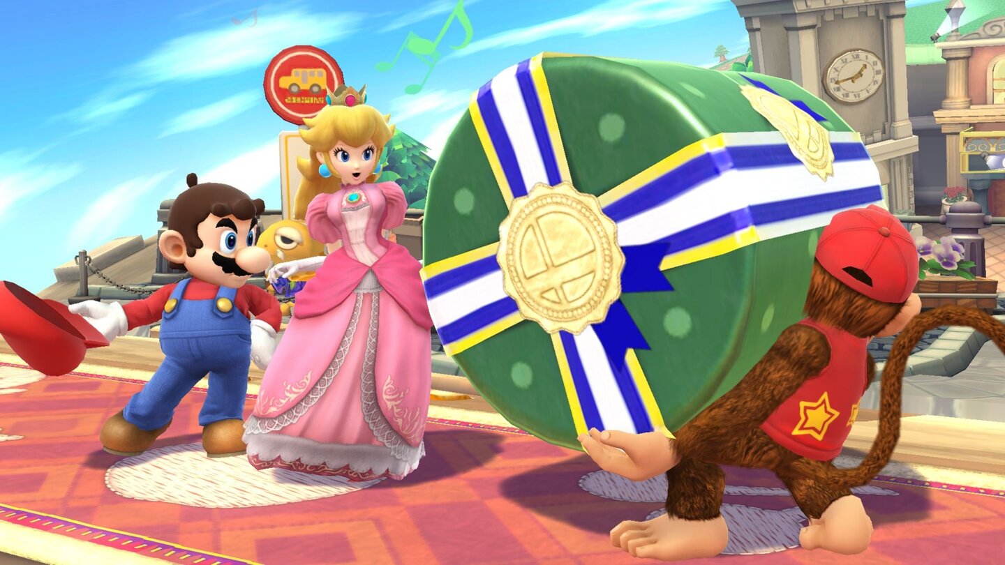 Super Smash Bros. - Screenshots der Wii-U-VersionIn den Matches tauchen immer wieder neue Gegenstände auf, die im Kampf mehr oder weniger nützlich sind.