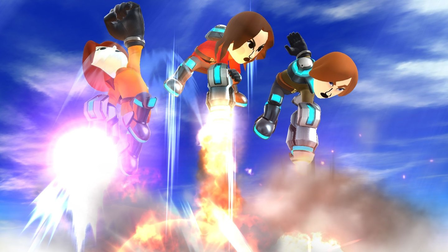 Super Smash Bros. - Screenshots der Wii-U-VersionEbenfalls neu in der Kämpferriege: Mii-Charaktere. Und zwar gleich in drei Variationen und mit vielen freischaltbaren Kostümen.