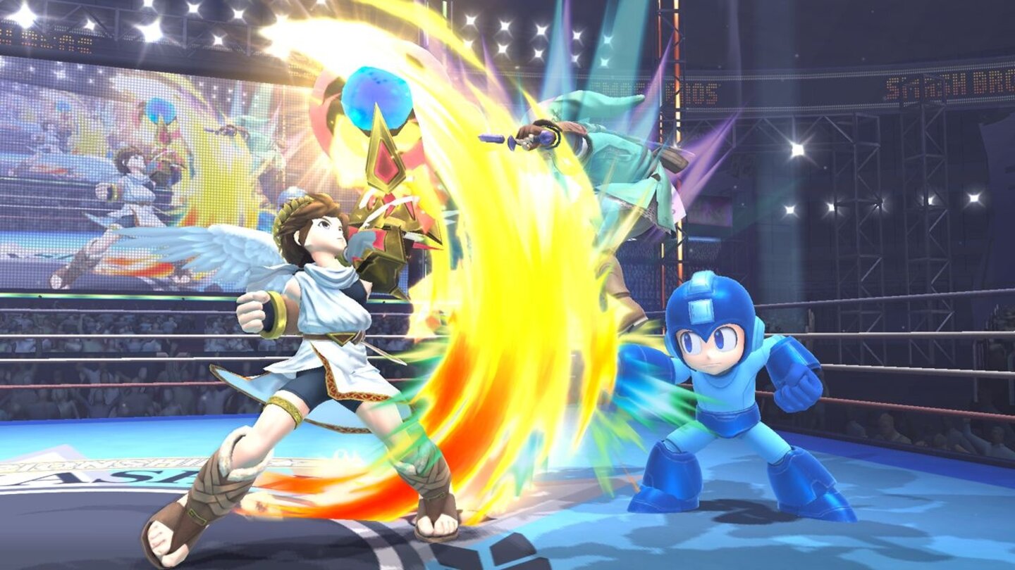 Super Smash Bros. - Screenshots der Wii-U-VersionBislang wurden 32 Kämpfer offiziell bestätigt, darunter auch Charaktere von Drittherstellerm, wie Sonic oder Mega Man.
