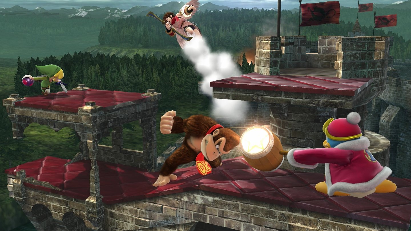 Super Smash Bros.Donkey Kong will wieder mit dem Kopf durch die Wand. Das gelingt ihm auch in den meisten Fällen.