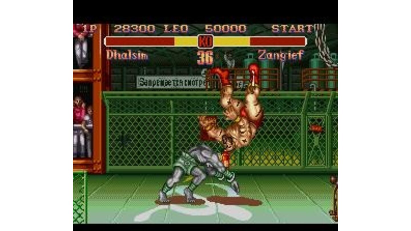 Dhalsim launches Zangief with a successful throw.
