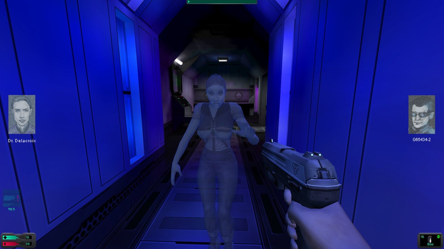 System Shock InfiniteImmer wieder treffen wir die geisterhafte Marie Delacroix, die uns Hintergründe erklärt.