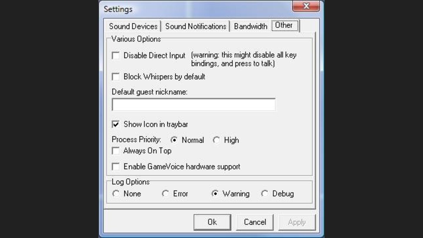 Settings-Menü