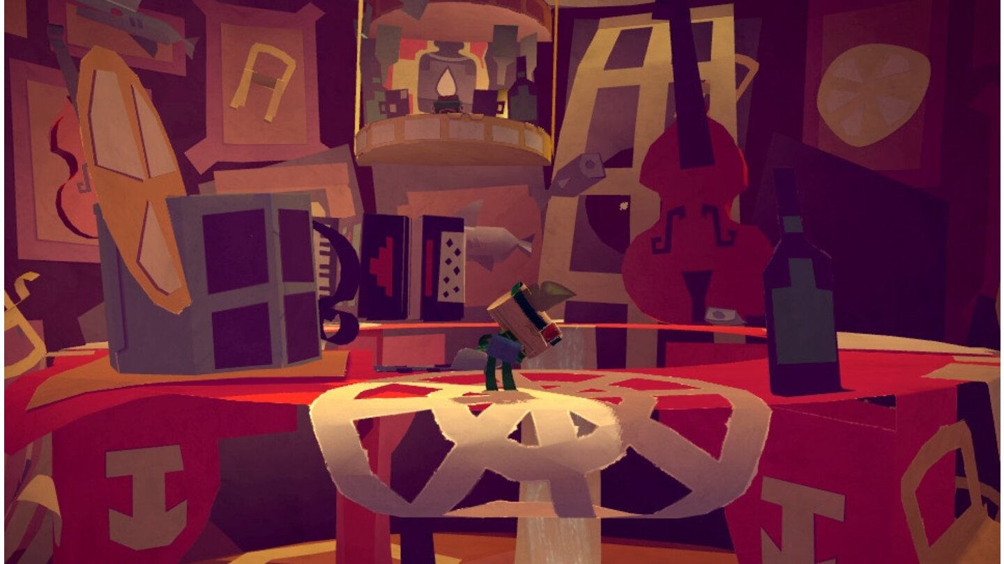 TearawayMusik soll auch eine ganz große Rolle spielen. Wir durften uns bereits mit einem kaputten Akkordeon durch die Welt kämpfen.