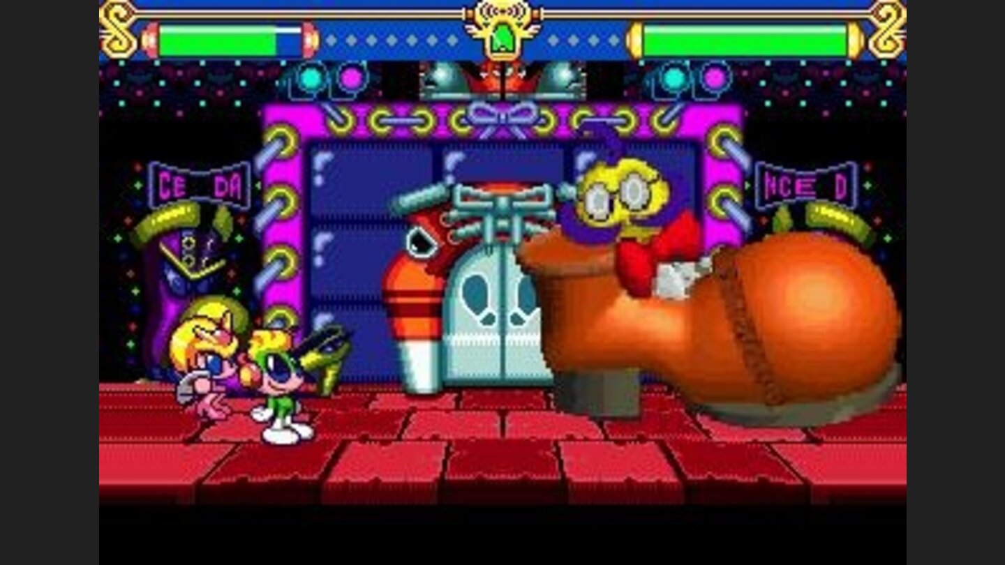 One of the bosses is a giant shoe.