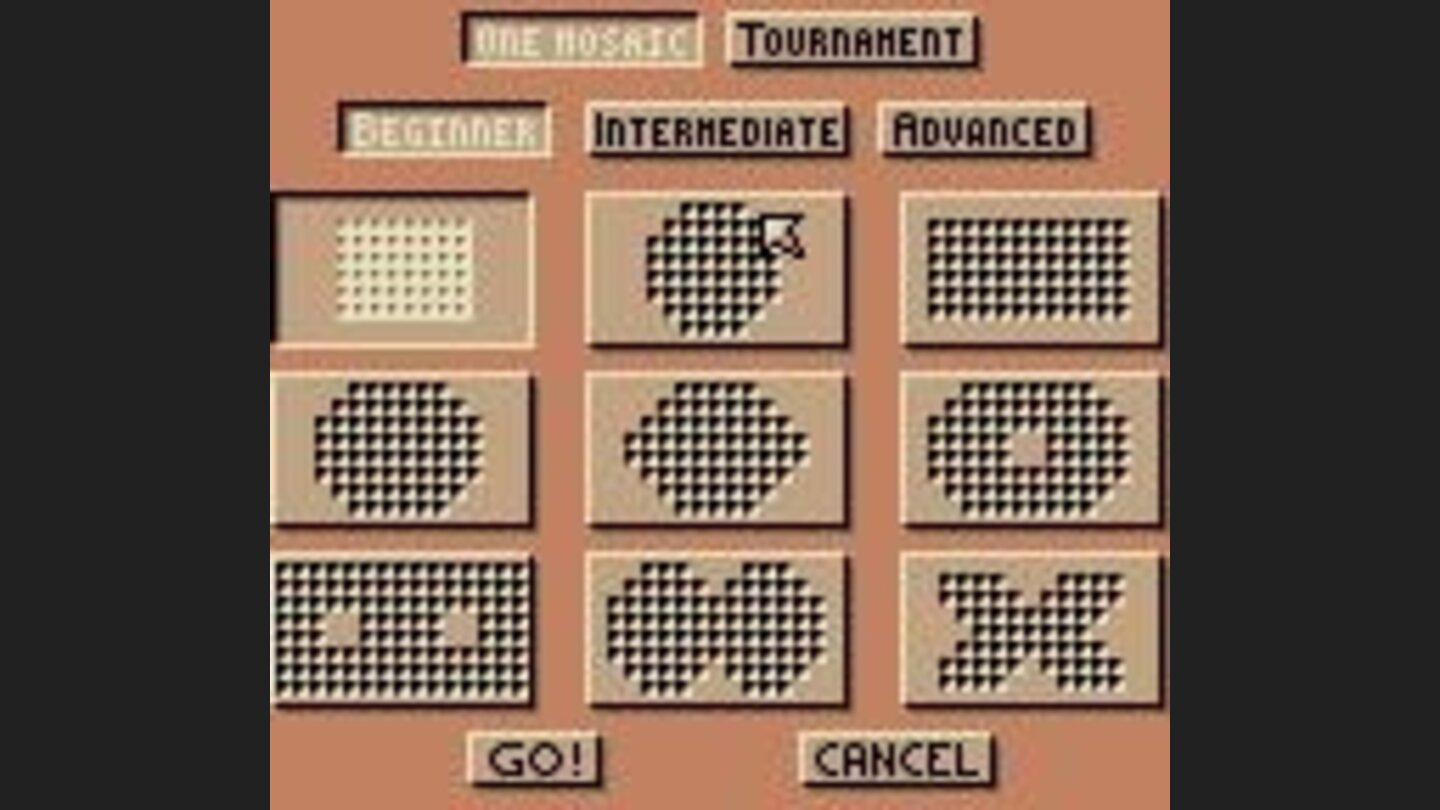 Game selection screen