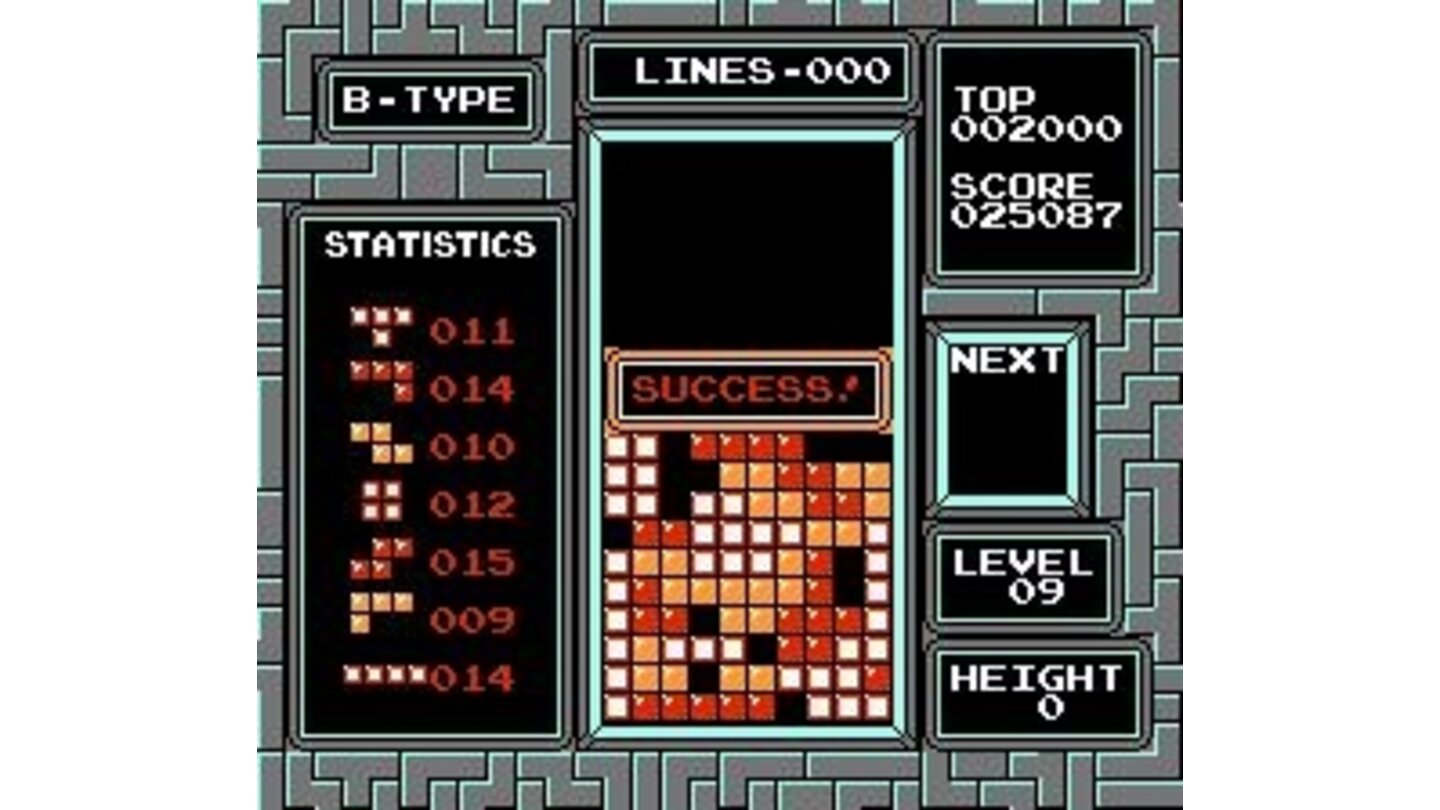 Put the best record using only 25 lines in Tetris B-TYPE Mode: you did it! (Nintendo release)