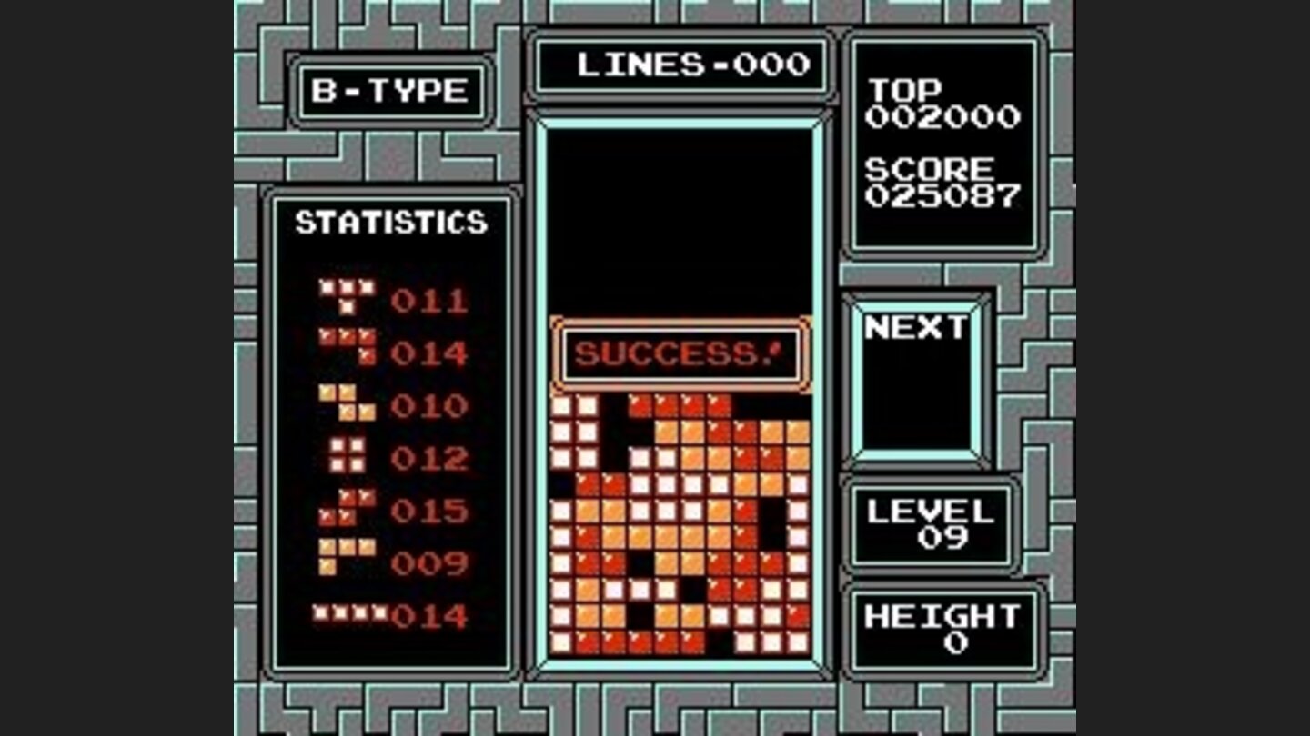 Put the best record using only 25 lines in Tetris B-TYPE Mode: you did it! (Nintendo release)