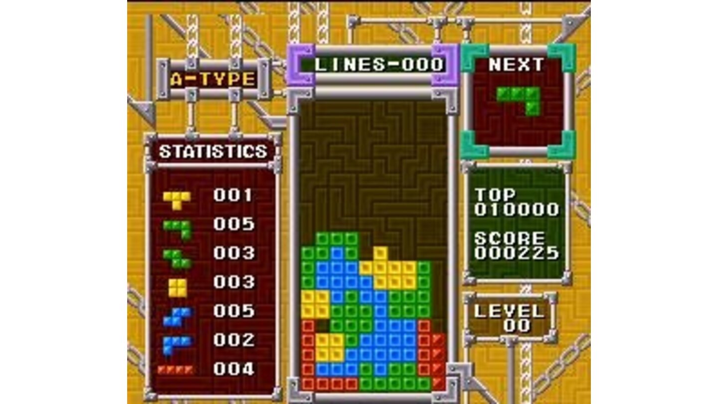 In Tetris A-Type mode, you play until the stack crosses the top: is here where the player put the best records!