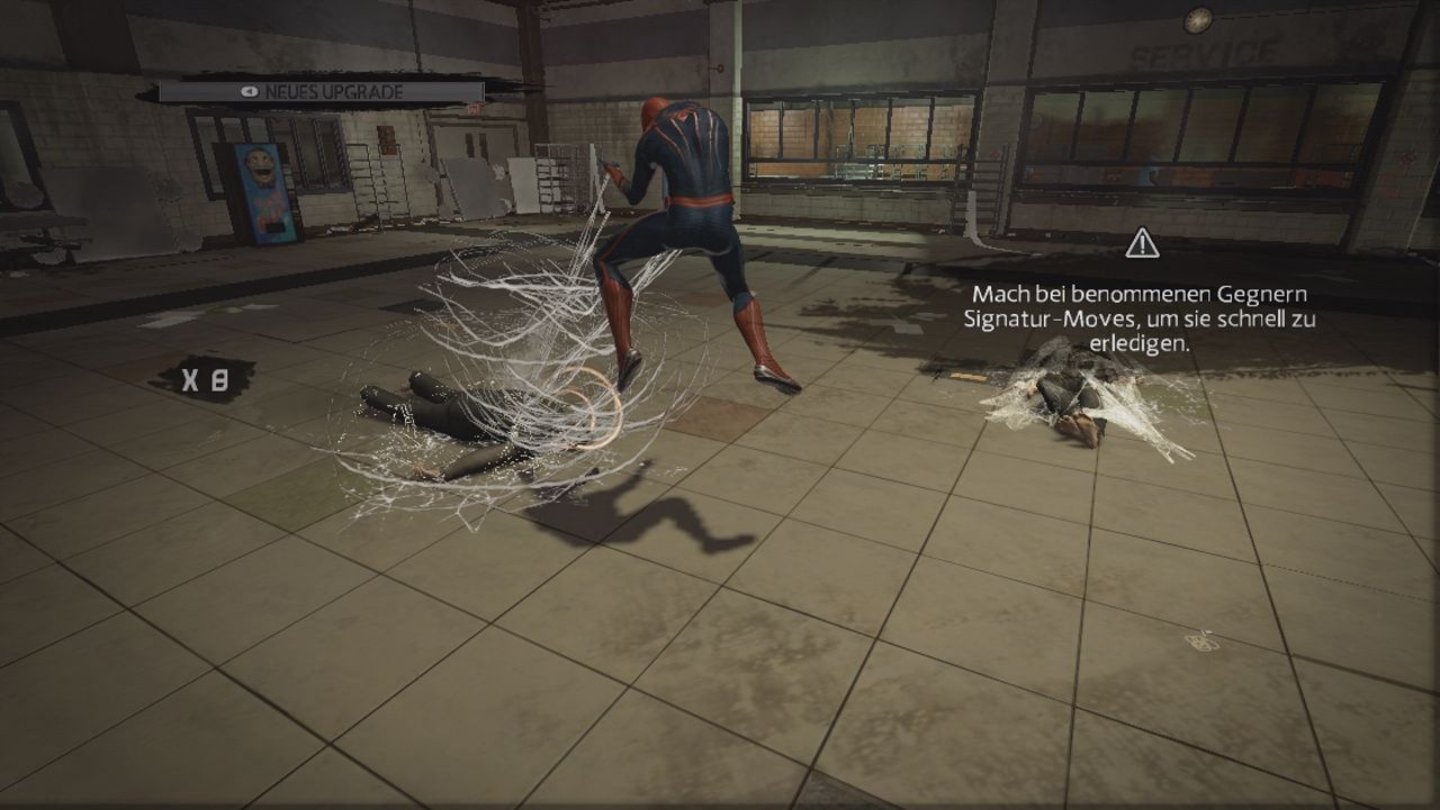 The Amazing Spider-Man(Xbox 360)Die Gegner bleiben benommen liegen.