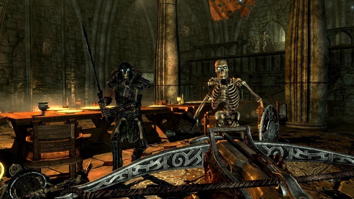 The Elder Scrolls 5: Skyrim Mit dem Dawnguard-DLC wird sich der Spieler auch mit Armbrüsten ausrüsten können.