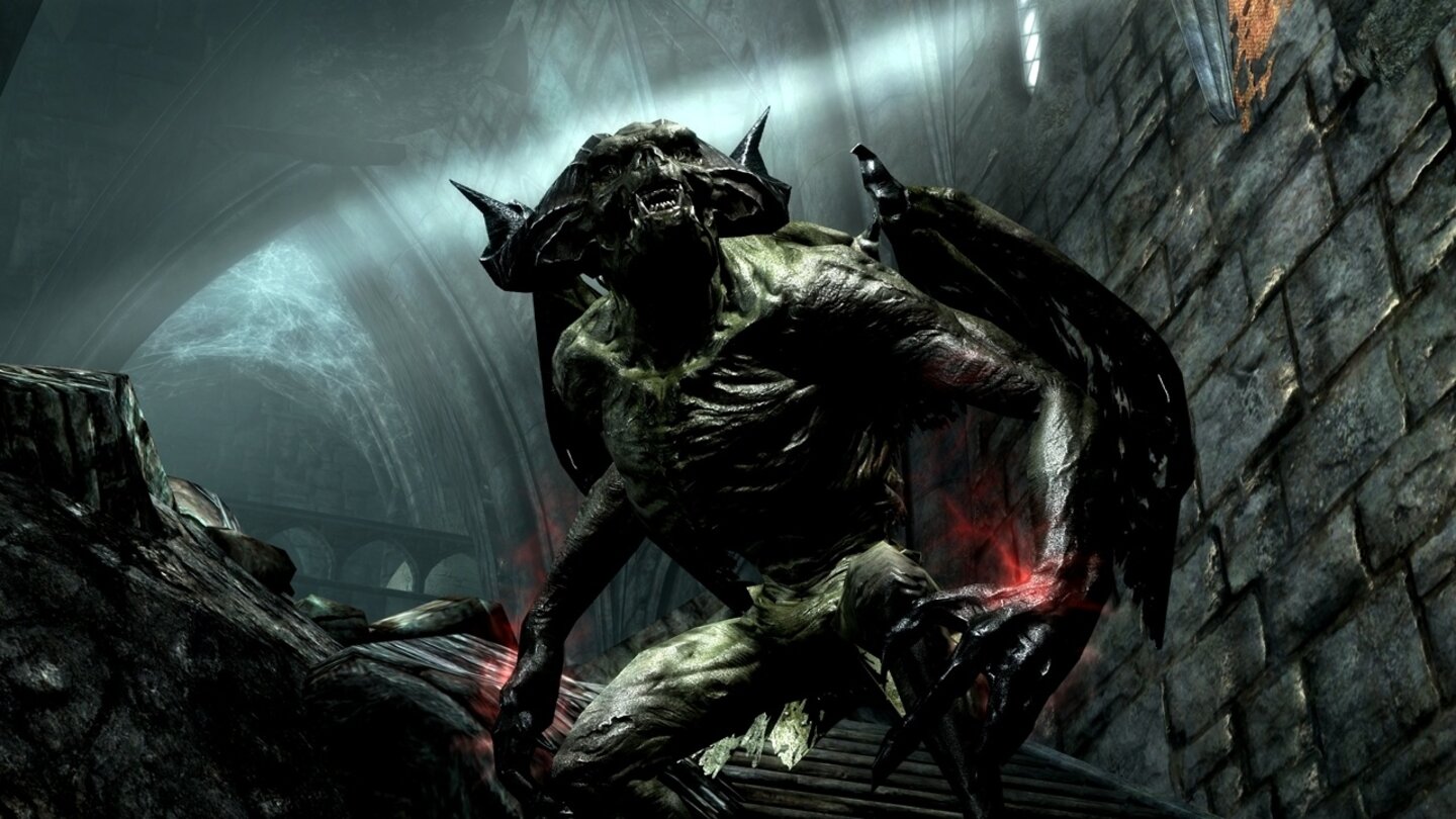The Elder Scrolls 5: Skyrim Sind wir in unsere Vampir-Gestalt unterwegs, greifen uns verängstigte Bürger Himmelrands sofort an.