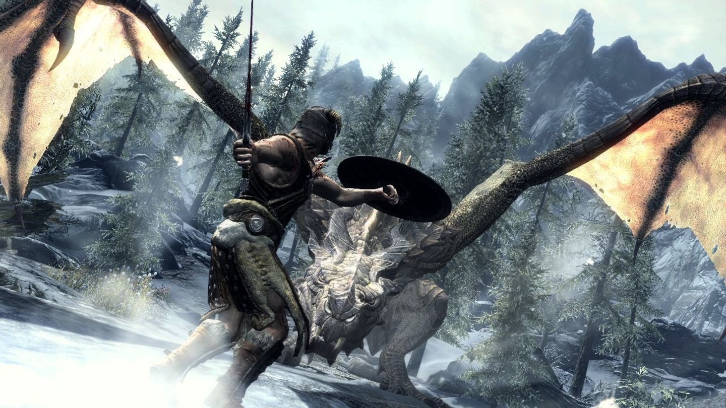 The Elder Scrolls 5: Skyrim - E3-Screenshots: Dragon Fight