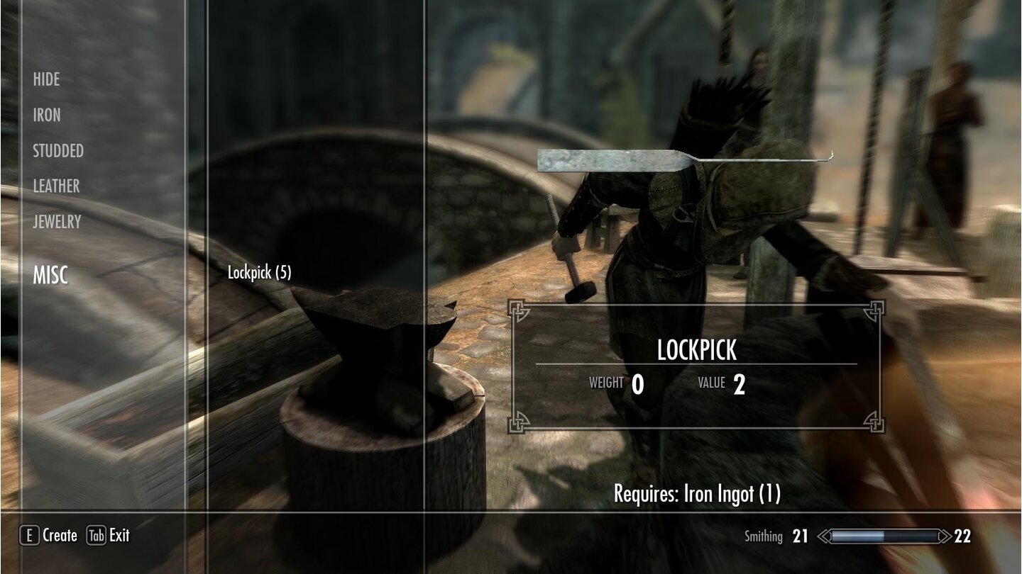 The Elder Scrolls 5: Skyrim - Craftable LockpicksDie Craftable-Lockpicks-Mod fügt die Möglichkeit hinzu, Eisenbarren zu Dietrichen zu verarbeiten.
