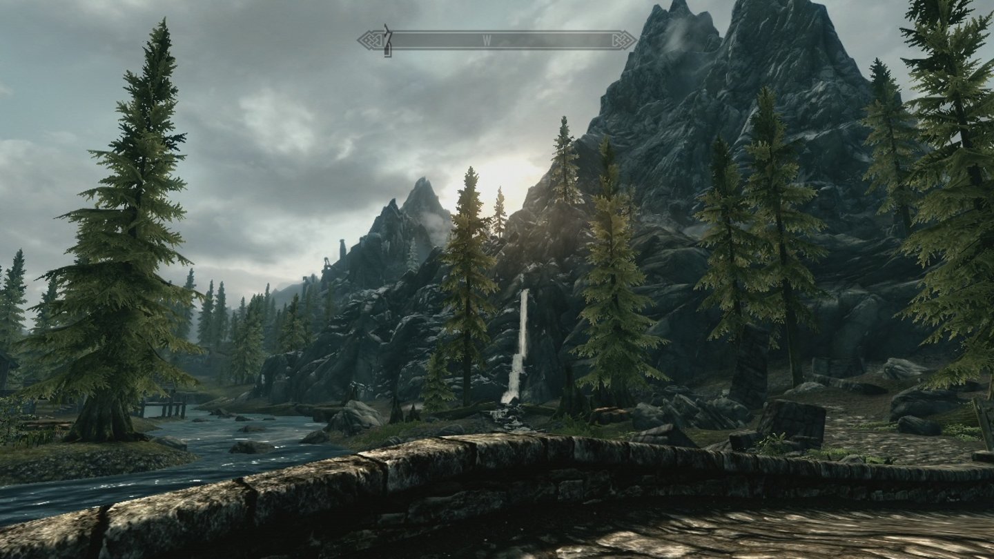 The Elder Scrolls 5: Skyrim (Xbox 360)Wasserfälle sind in der zerklüfteten Landschaft keine Seltenheit.