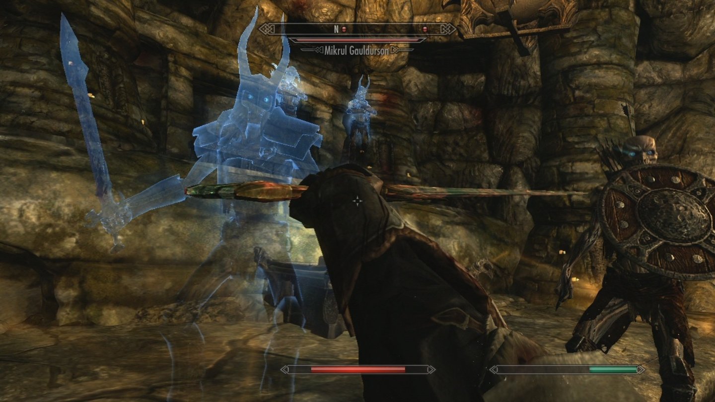 The Elder Scrolls 5: Skyrim (Xbox 360)Die drei Geister gehen auf uns los – und entpuppen sich als harte Gegner.