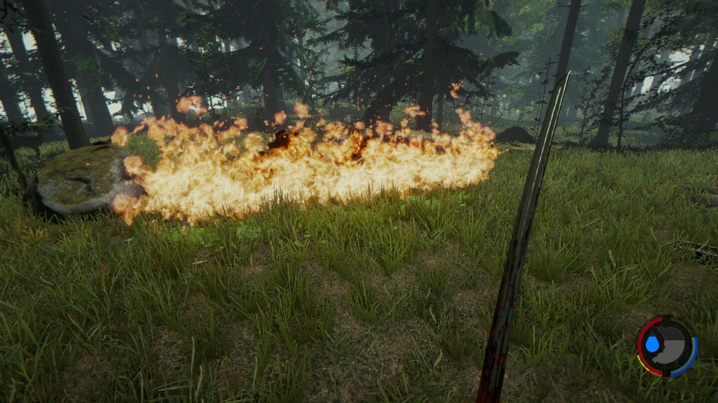 The Forest - Screenshots aus der Early-Access-Version 0.28…lässt sich mit dem Feuerzeug, einem brennenden Pfeil oder dem Molotov entzünden.