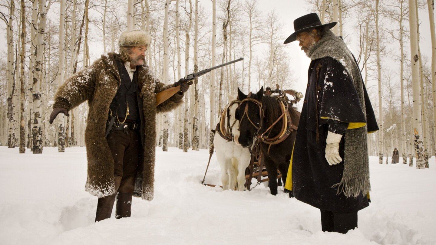 The Hateful 8Zwei Kopfgeldjäger unter sich: John Ruth (Kurt Russell) und Marquis Warren (Samuel L. Jackson).