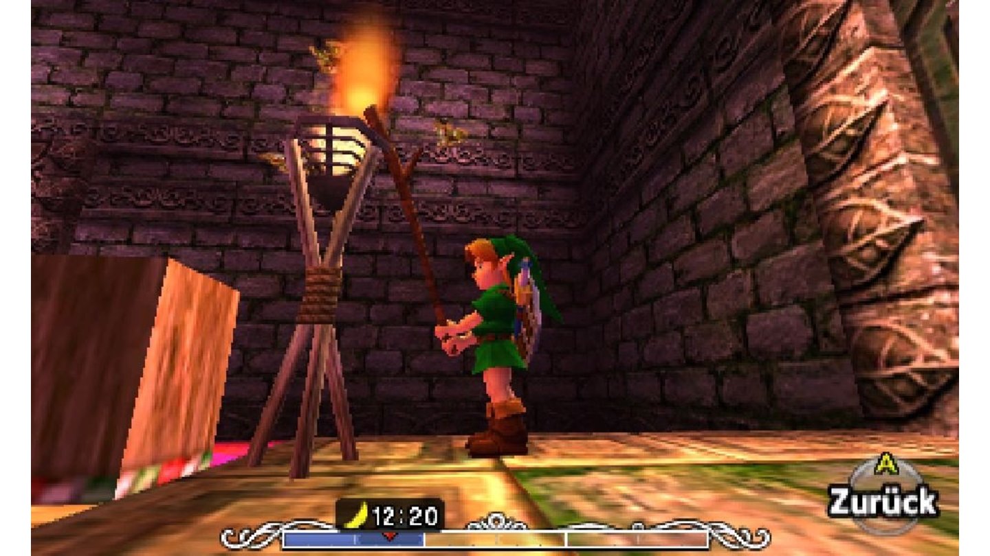 The Legend of Zelda: Majora's Mask 3DEin Klassiker: Immer wieder müsst ihr Fackeln anzünden, um versteckte Truhen sichtbar zu machen oder Türen zu öffnen.