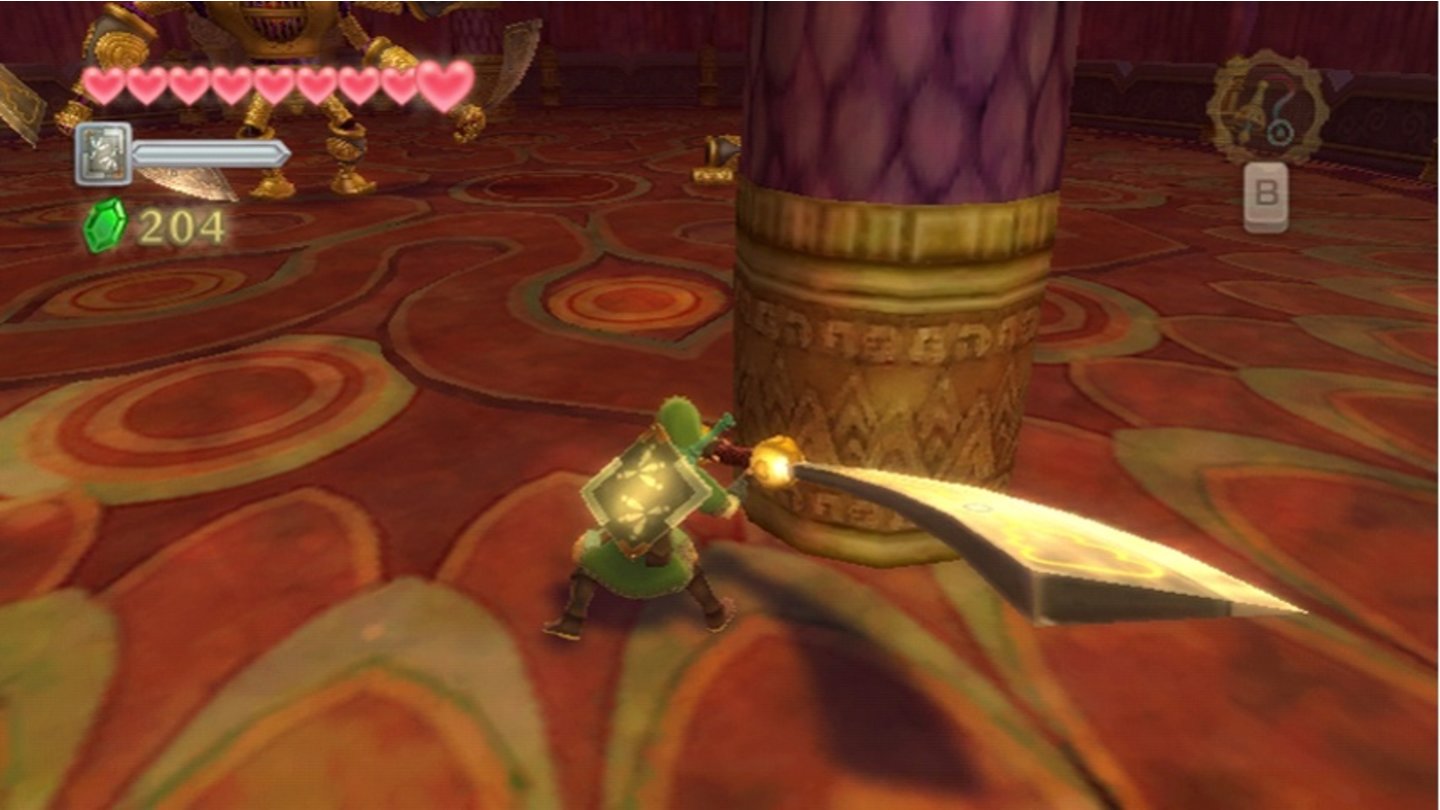Link kann auch teils gigantische Waffen der Gegner aufheben und gegen sie verwenden.