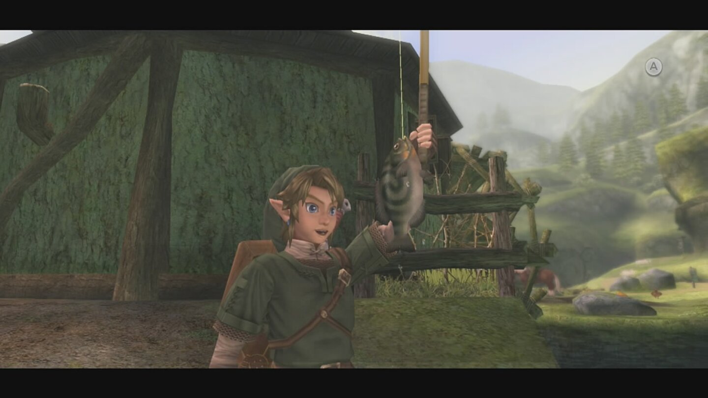 The Legend of Zelda: Twilight Princess HDDarf in keinem modernen Zelda-Spiel fehlen: An Gewässern kann Link die Angel auswerfen.