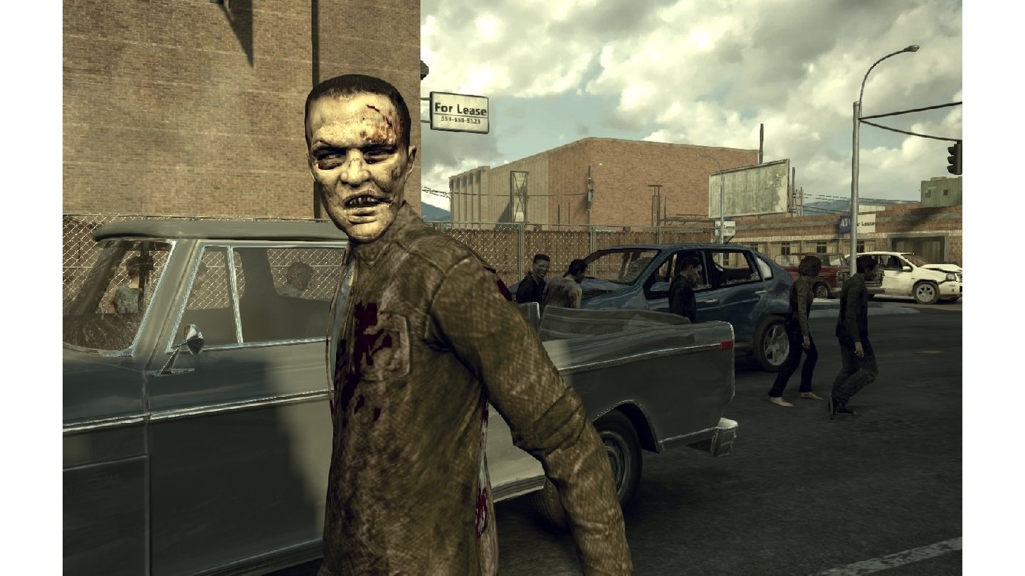 The Walking Dead: Survival InstinctWas guckst du?! Wenn wir nicht schnell reagieren und den Zombie umlegen, holt er seine Zombiefreunde.