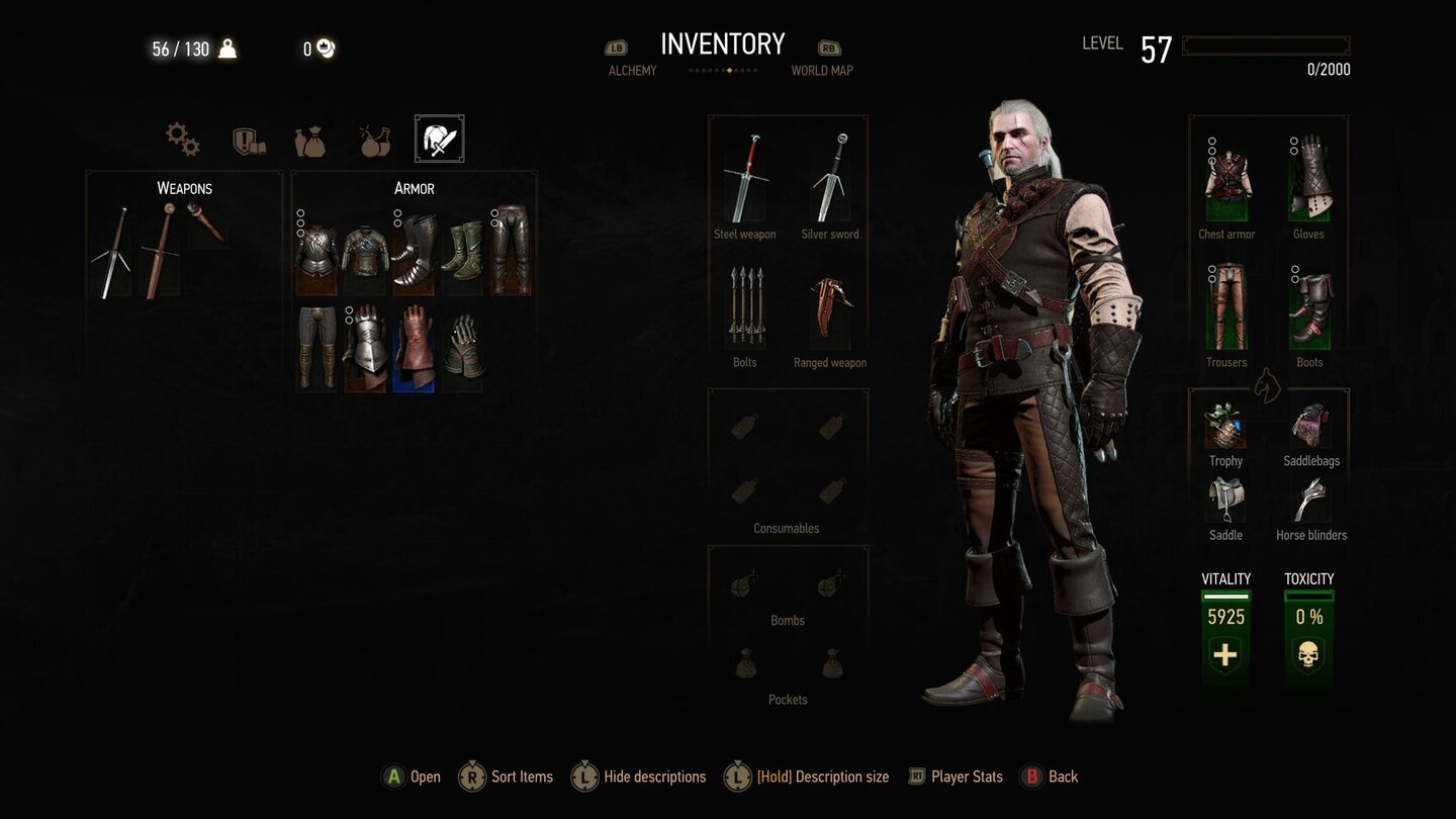 The Witcher 3: Blood and WineDie Mantikorrüstung ist ein völlig neues Hexerset und Geralts Kluft aus dem ersten Witcherteil nachempfunden. Sie ist besonders praktisch für alchemistisch veranlagte Hexer.